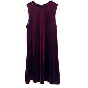 Others Follow Burgundy Velvet Sleeveless Bow Accent Dress Womens Small